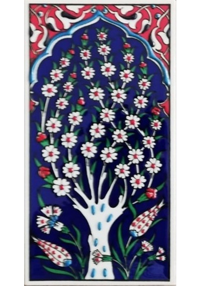 Armada Çini 10X20 Cm Ed 206 Lacivert Hayat Ağacı El Dekoru Çini