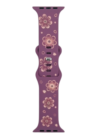 Nettech Apple Uyumlu Watch  Seri 40/38 Mm   Desenli Silikon Kordon - Mor