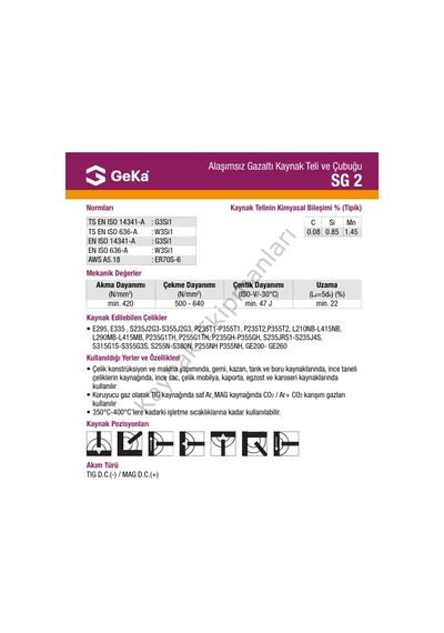 Geka Sg 2 Tig Teli 3.2x1000 Mm - 1 Paket 5 Kg