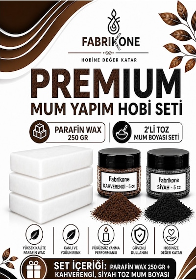 Premium Mum Yapım Hobi Seti - Parafin Wax 250 Gr - 2'li Toz Mum Boyası Seti - Kahverengi, Siyah Bkfabpw2502khs Karışık
