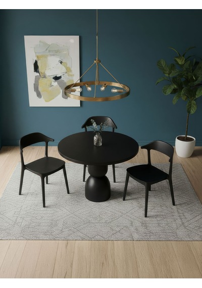 Orbis Yuvarlak Ahşap Yemek Masası 120x120 Siyah Orbis Yuvarlak Ahşap Yemek Masası 120x120 Siyah