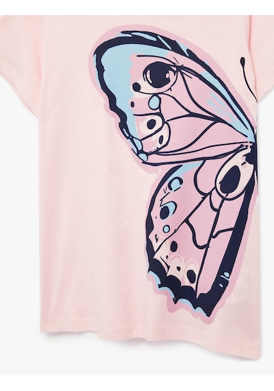 Koton Kelebek Baskılı Pembe Kız Çocuk T-shirt 6skg10020ak Pembe
