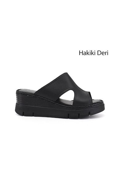Gönderi(R) Gönderi R Kadın Siyah Dolgu Topuklu Hakiki Deri Terlik Dyza72745524