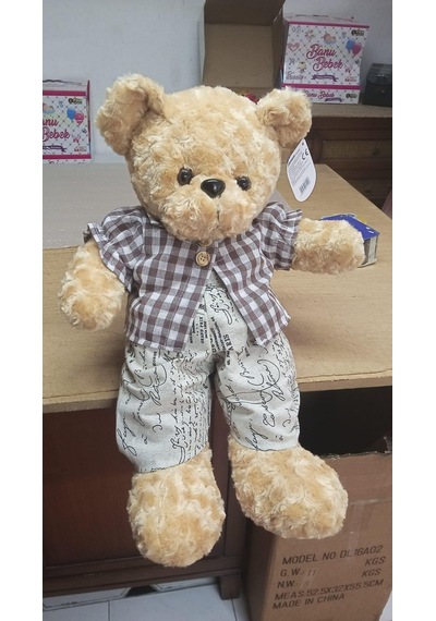 Oyuncak Kıyafetli Peluş Erkek Ayı Uyku Arkadaşım 60 Cm Pelüş Çok Renkli