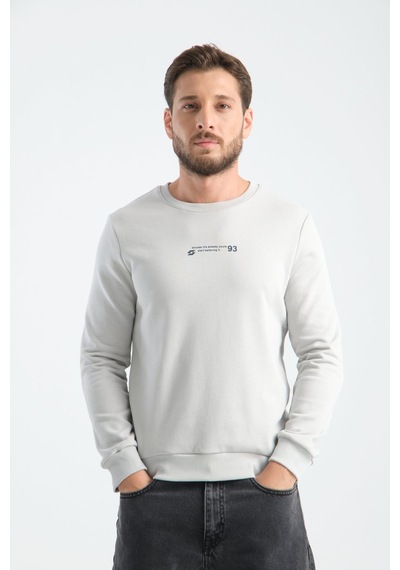Shooter Sportwear Shooter Erkek Üç İplik Sweatshirt Regular Fit Pamuklu Bisiklet Yaka Günlük Spor Basic Taş
