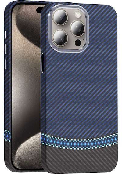 Nihcase Apple Uyumlu iPhone 15 Pro Max Kılıf M-safe Karbon Fiber Tasarım Gross Kapak