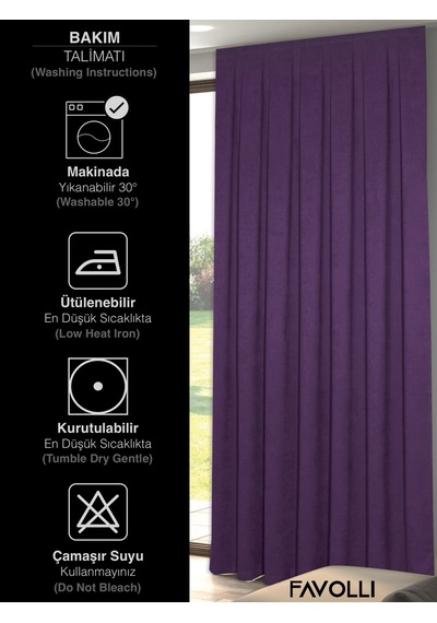 Br Favolli Kadife Dokulu Menekşe Moru Ada Fon Perde Ekstrafor Büzgülü Dream Series