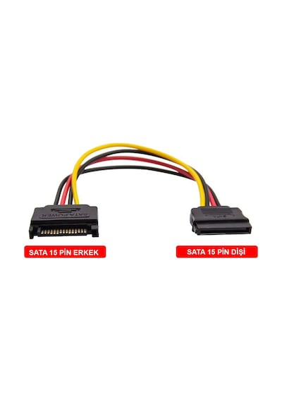 Sata 15 Pin Dişi Erkek Uzatma Kablosu Sata Hdd Güç Kablosu 30 Cm