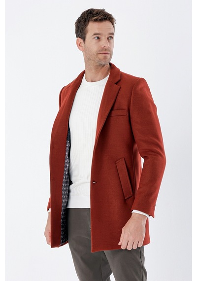 İmza Kiremit Kaşe Mono Yaka Kapitoneli Astar Slim Fit Dar Kesim Klasik Kaban 1008235171-Kiremit İmza Kiremit Kaşe Mono Yaka Kapitoneli Astar Slim Fit Dar Kesim Klasik Kaban 1008235171-Kiremit