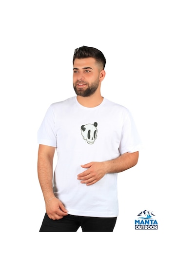 Manta MNT 2307-1 Kuru Kafa Baskılı Erkek T-Shirt-23621 Beyaz