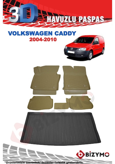 Volkswagen Caddy 2004-2010 Bej Havuzlu Paspas Ve Bagaj Seti Bizym
