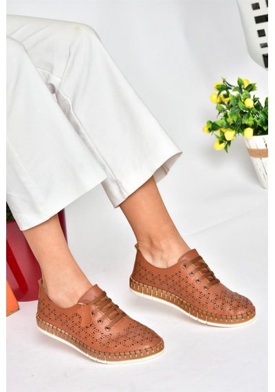 Fox Shoes P555004703 Taba Bağcıklı Hakiki Deri Günlük Kadın Ayakkabı Taba-hakiki Deri Taba