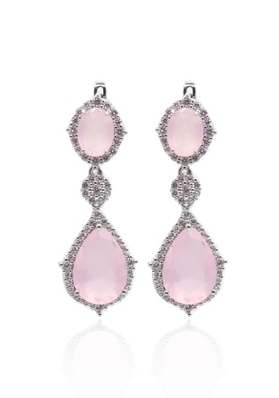 Pembe Kuvars Taşlı Damla Model 925 Ayar Gümüş Dörtlü Set 20102353