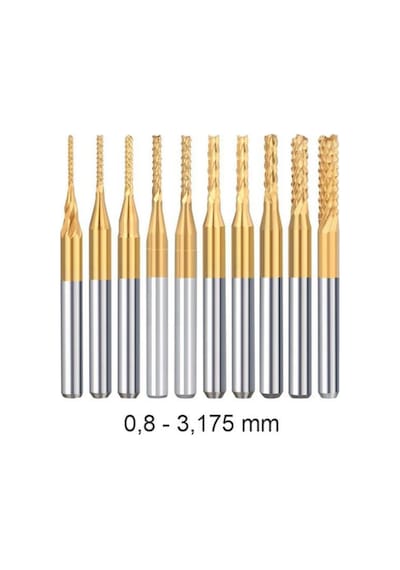 Titanyum Kaplı Tungsten Çelik Cnc Freze Pcb Kesici 0,5 - 3,175mm