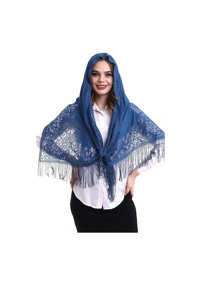 Narin Pamuk Tül Şal Lacivert 60x160