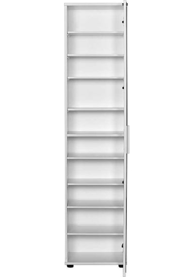 Porto 10 Raflı Tek Kapaklı Aynalı Ayakkabılık Mat Beyaz 45x187x36 Cm Gxyxd