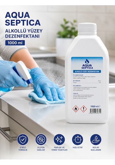 Aqua Septica Alkollü Yüzey Dezenfektanı 1 Litre 2 Adet