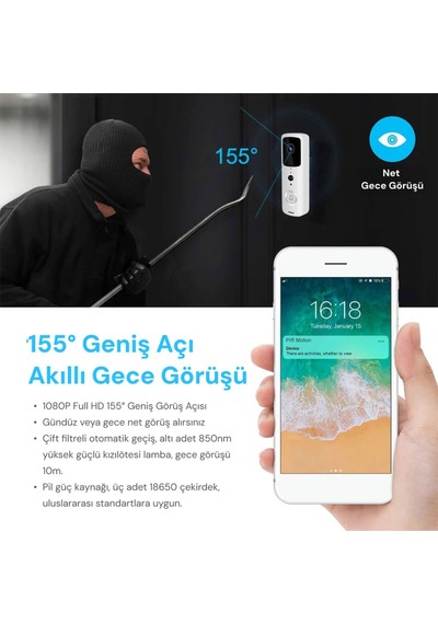 Bd-10 Akıllı Görüntülü Kapı Zili 1080p
