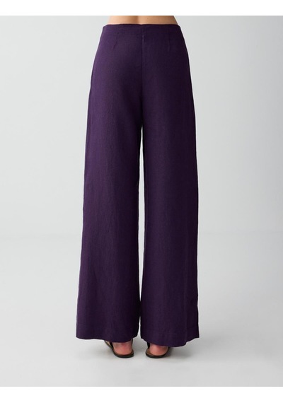Jimmy Key Jimmy Key Mor %100 Keten Normal Paça Normal Bel Uzun Pantolon 6sw187026503
