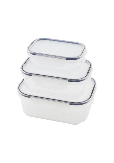 3pcs Quick Sızdırmaz Saklama Kabı Seti Şeffaf Kap - Buğulu-contalı Kapak 500-1000-1700ml