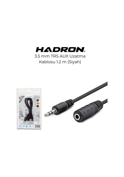 Hdx1004 3.5mm Trs Aux Uzatma Kablosu 1.2 Metre - Erkek Dişi Kulaklık, Hoparlör, Pc, Araba Uyumlu Stereo Ses Uzatma Kablosu, Siyah
