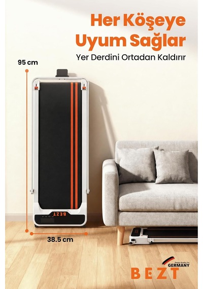 Bluetoothlu Uygulamalı Uzaktan Kumandalı Koşu Bandı Yürüyüş Bandı Beyaz