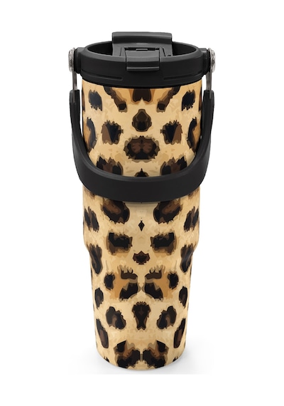 Coral High Kahverengi Leopar Desenli Pipetli Ve Direkt İçim Çelik Termos 900 Ml 38719 Kahverengi
