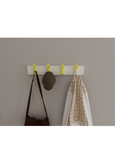 Hepsi3boyutlu Modern Duvar & Kapı Kanca Askılık - 4 Adet Sarı Kanca Askılık - Model No : 2 Sarı