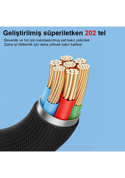 Ultra Dayanıklı 3 Lü 66w Şarj Kablosu 6a 6 Çip 2000 Kez Bükülmeye Dayanıklı 1.2 Metre 1.2M 3ın1
