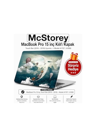 Macbook Pro 15 Baskılı Kılıf A1707 A1990 Uyumlu Sert Kılıf İnce Hafif Koruyucu Kapak R-89