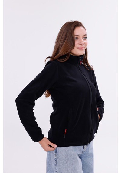 Monox Kadın Slim Fit Tam Fermuarlı Polar Ceket Siyah