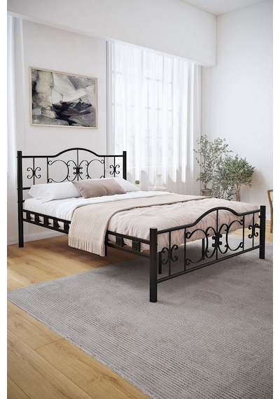 Argimo Pero Çift Kişilik Ferforje Metal Karyola 140 x 200 Siyah