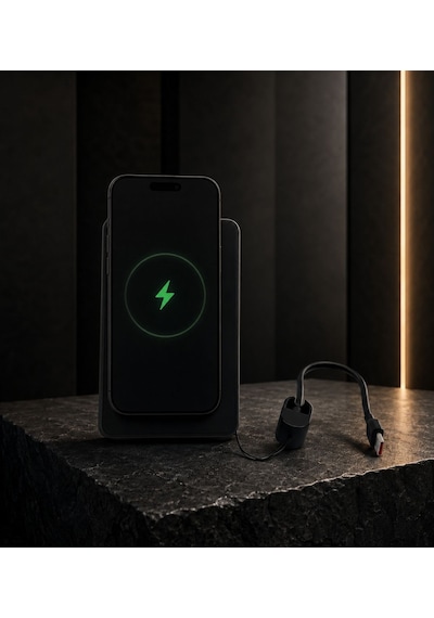 Kişiye Özel İsim Baskılı 10.000 Mah Magsafe Ve Wıreless Standlı Powerbank Siyah