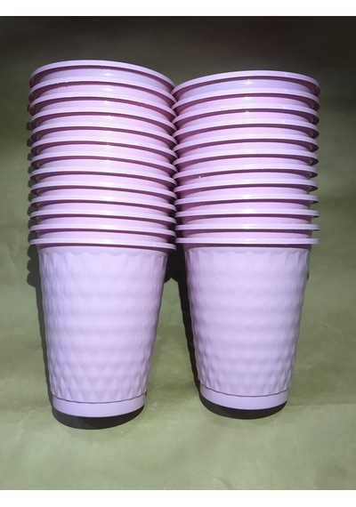 Pembe Plastik Desenli Bardak 25 Adet 250 Cc