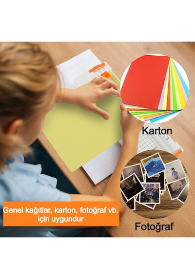 Giyotin Kağıt Kesici – A4 Kağıt Kesme Makinesi, Güvenlik Bıçaklı, Cetvelli, Çift Yönlü Kesim
