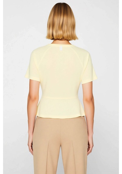 Benerly Kadın Bluz Peplum Kalıp Bisiklet Yaka Reglan Kol Kısa İnterlok Ör Sarı Benerly Kadın Bluz Peplum Kalıp Bisiklet Yaka Reglan Kol Kısa İnterlok Ör Sarı