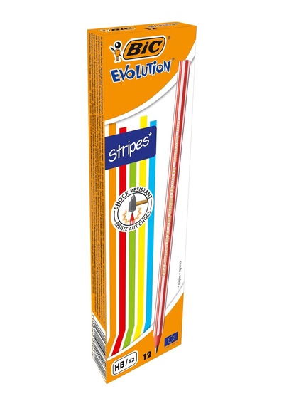 Evolution Stripes Kurşun Kalem 12'li Kutu,kıymık Oluşturmaz, Çiğnemeye Karşı Dayanıklı, Kolay Açılır Genel