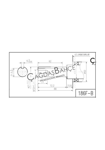 Goldmoto Gm186Fae-B Dizel Motor 10 Hp Marşlı Krank Mili Kamalı