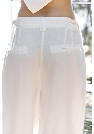 Mai Collection Mai Studios Co. Alidah Pileli Ekru Bol Paça Pantolon Ekru