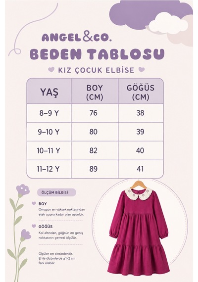 Angel&co. Girls Clothing Brode Yaka Müslin Midi Elbise-fuşya Fuşya