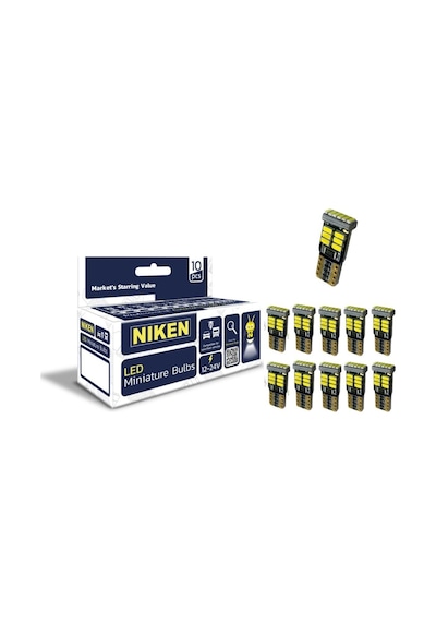 Niken Led Ampul T10 Canbus Park Ledi 18 Ledli 6500k Beyaz 12v-24v 10'lu Paket