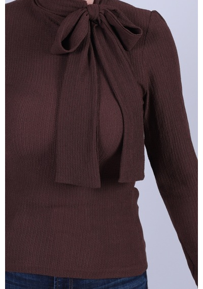 Armonika Kadın Kahve Yakası Yandan Bağlamalı Omuzları Büzgülü Bluz Arm-26k001068 Armonika Kadın Kahve Yakası Yandan Bağlamalı Omuzları Büzgülü Bluz Arm-26k001068