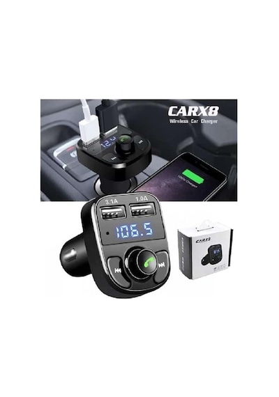 Carx8 Digital Ekran Bluetooth Araç Kiti Mp3 Fm Transmitter 1 Adet