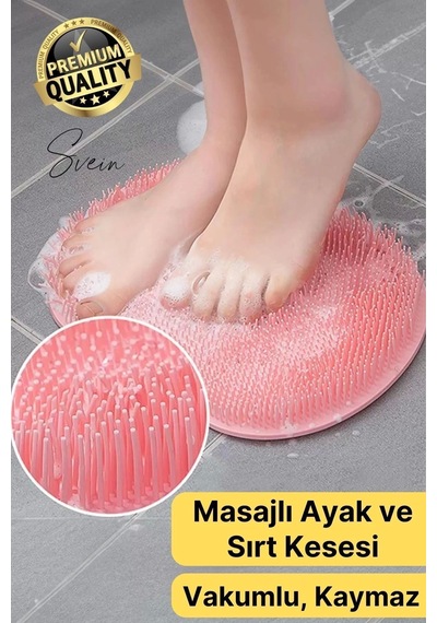 Svein Vantuzlu Silikon Banyo Duş Fırçası Ayak Masaj Pedi Sırt Kesesi Vücut Yıkama Lifi