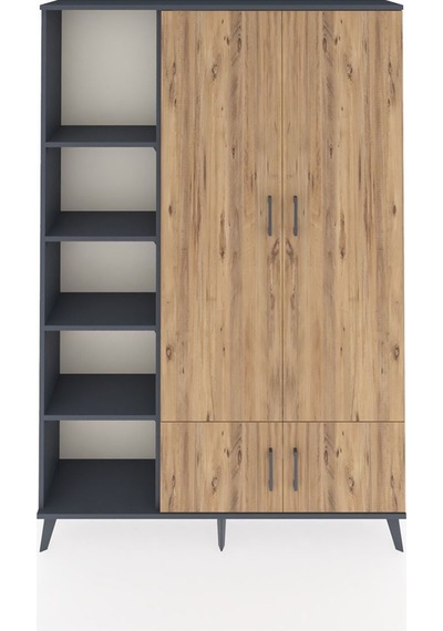 Arges Dolap 6 Raflı 4 Kapaklı Tek Askılı 132x30x195 Antrasit-çam/antrasit Atlas Çam/antrasıt Arges Dolap 6 Raflı 4 Kapaklı Tek Askılı 132x30x195 Antrasit-çam/antrasit Atlas Çam/antrasıt