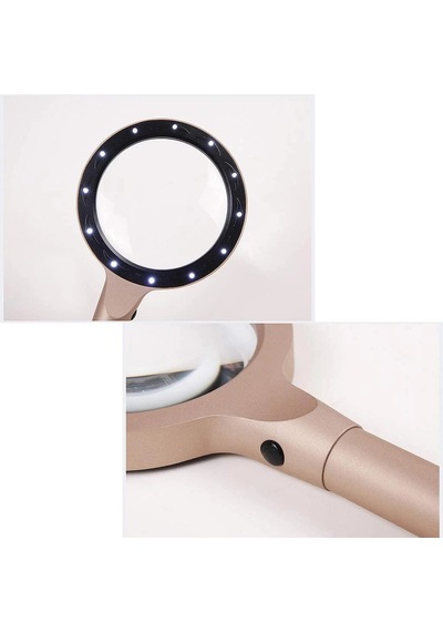 Nikula-12 Led Işıklı 10x Büyüteç ,yaşlılar Ve Çocuklar Için Okuma Saplı Metal Büyüteç 8013 Lisinya