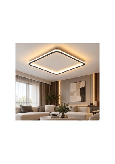 Antrasit 80x80cm Kare 6500k Soğuk Beyaz Modern Led Tavan Lambası