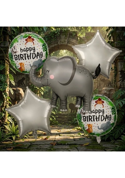 Vıp Yüksek Kalite 15 Adet Fil Safari Konsept Folyo Balon Seti Fil Folyo Balon Fil Doğum Günü Balonu Renkli