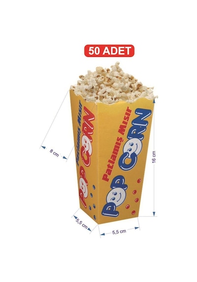 Karton Popcorn Mısır Kutusu Büyük 50'li