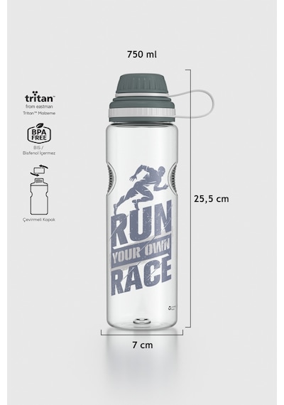 Renga Ege Yazı Desenli 750 Ml Tritan Matara 912067 Füme Füme